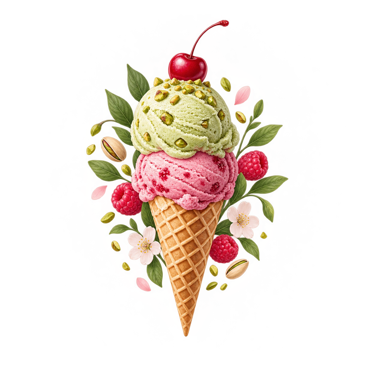 New AI-created illustration, not an archived original Vegan Ice Cream Shop — AI-created example